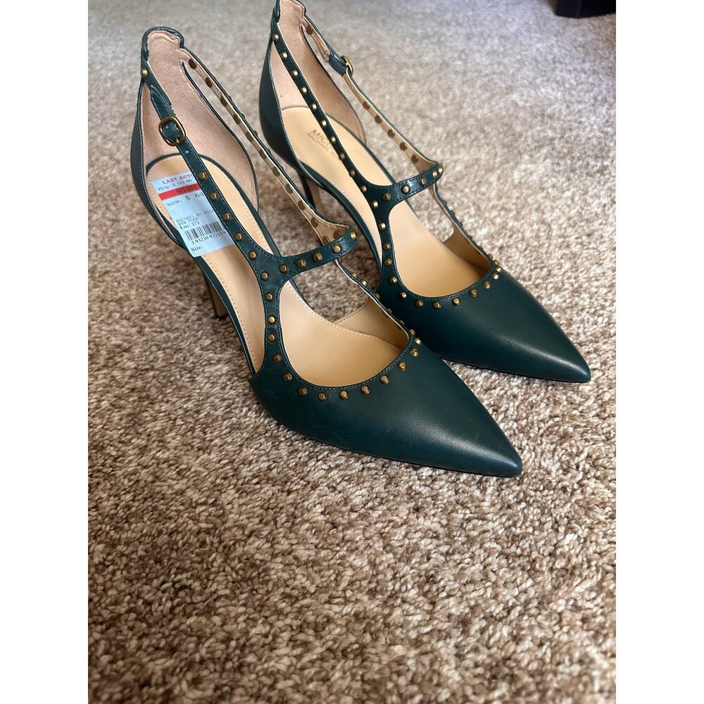 Michael Kors Forest Green Leather “Ava Studded Pump” Size 9.5 ~ New/Unworn - Picture 2 of 5